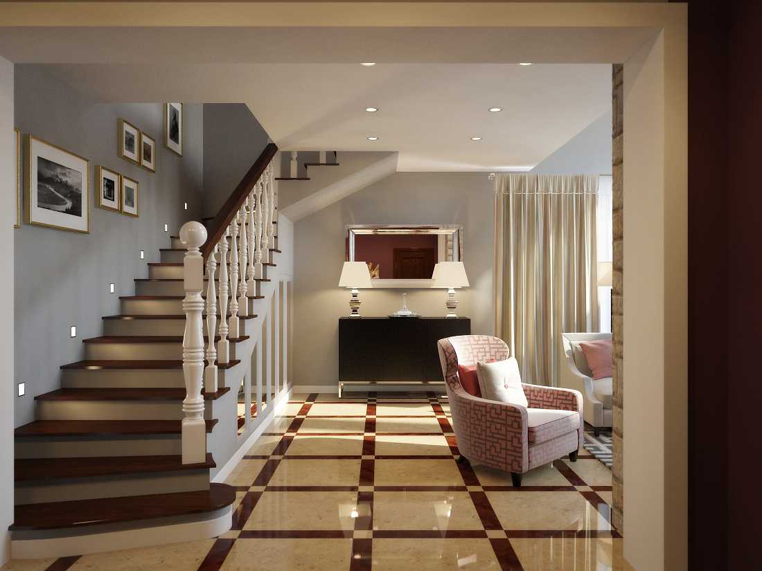 Интерьер дома с лестницей на второй этаж фото