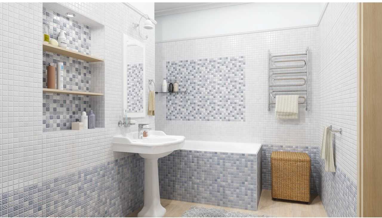 Использование плитки-мозаики в дизайне ванной комнаты: 67 фото красивейших вариантов отделки стен и пола