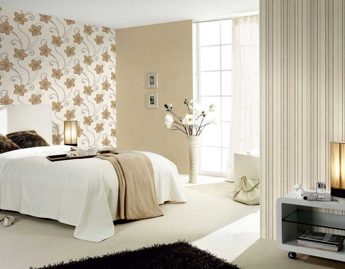 Комбинирование обоев в спальне - 140 фото лучших идей дизайна спальни с обоями в два цвета